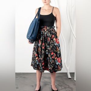 HM A Line Floral Midi Skirt
